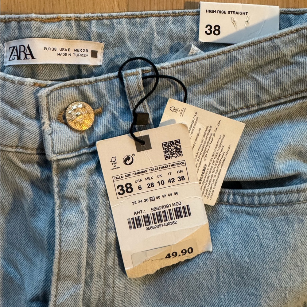 NWT! Zara High Rise Straight Jean - Picture 5 of 7